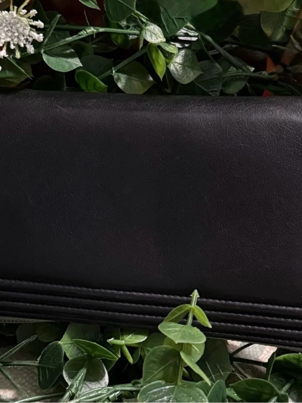 CHANEL Black/Silver Leather Compact Boy Wallet